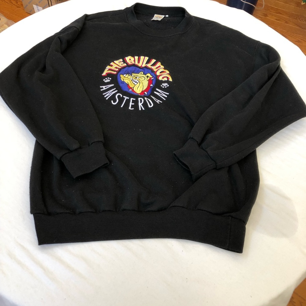 Vintage The Bulldog Amsterdam Sweatshirt EMBROIDERED NOT Printed Logo LARGE - Picture 4 of 7